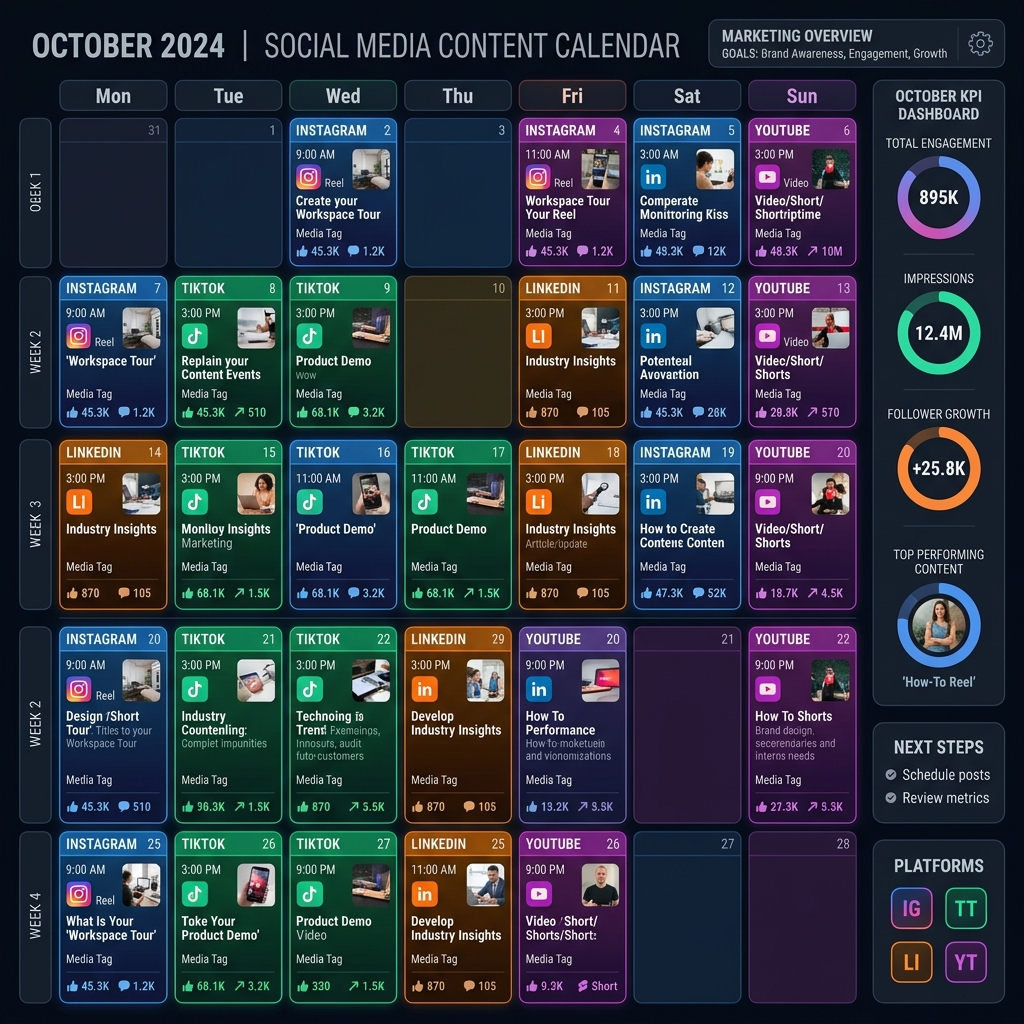 I will build a monthly social content plan for your brand